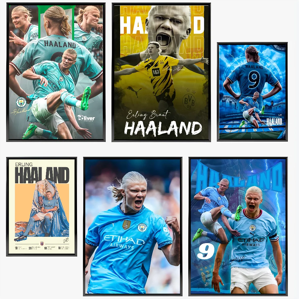 E-Erling B-Braut FootballStar H-Haaland плакат с бумажным принтом для дома гостиной спальни входа