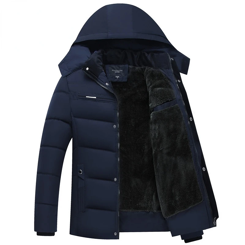

Новая брендовая зимняя теплая куртка для мужчин, пальто с капюшоном, повседневная мужская Толстая парка, пальто, облегающая Повседневная велюровая верхняя одежда с хлопковой подкладкой