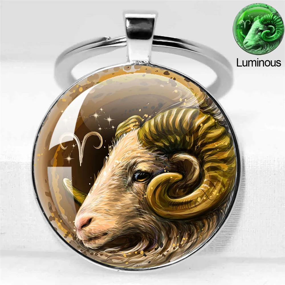 Стеклянный брелок для ключей 12 созвездий цвет в ассортименте