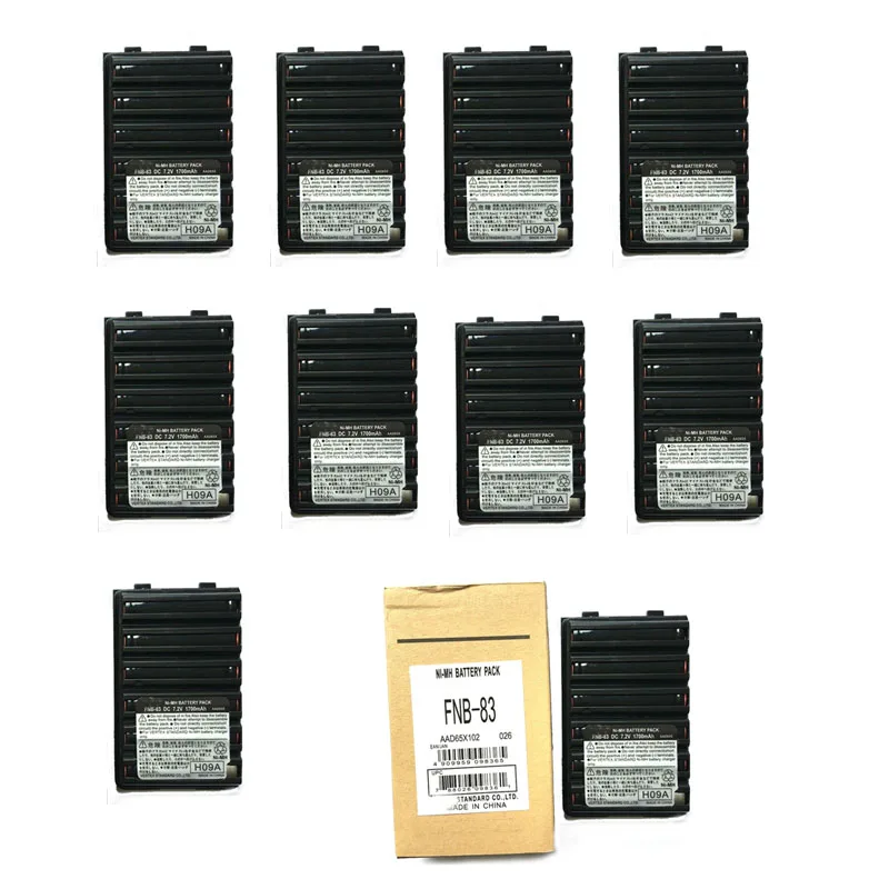 

Lot 10PCS FNB-83 1700mAh Ni-MH Battery for Yaesu FT-270R FT-60R Vertex VX-160 VX-168 VX-180 VX-210 VXA-220 VX-414 VX-417 HX-370S