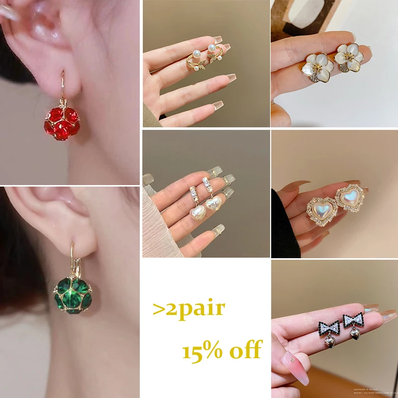 

2023 New Butterfly Zircon Earrings Women's Korean Jewelry Heart Pearl biling Rhinestone Net Red Earrings Jewelry Birthday Gifts