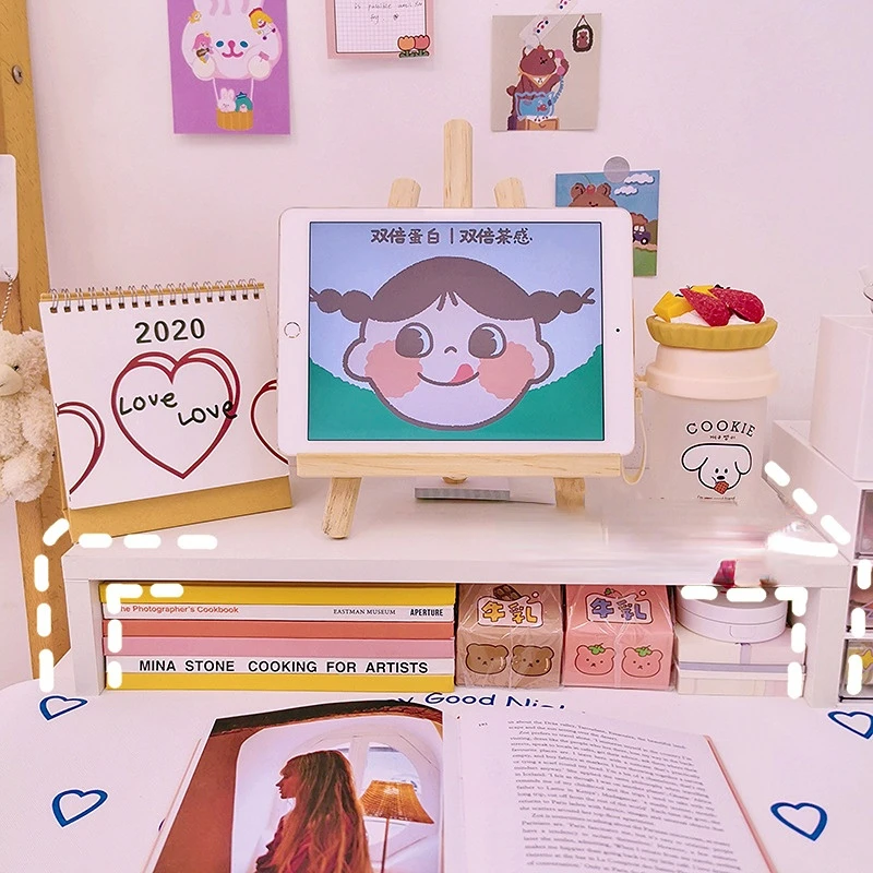 

Корейский простой многофункциональный Офисный Компьютерный монитор, полка, Настольный ящик для хранения с клавиатурой, стойка, органайзер ...