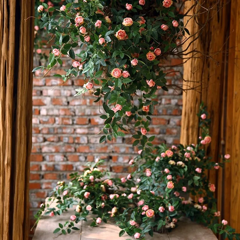 Artificial flowers rose Hanging Plants Ivy Vine Leaves Greeny Chain Wall Home Room Garden Wedding Garland Outside Decoration