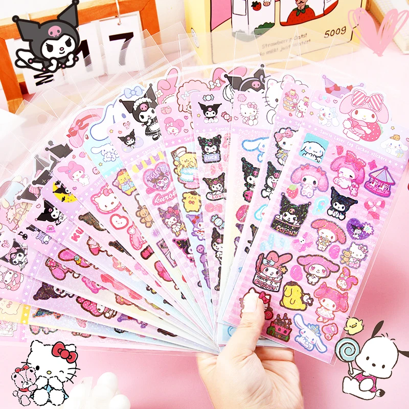 

Sanrioed Stickers Kawaii Diy Material Cute Students Diary Ornaments Anime My Melody Kuromi Cinnamoroll Lovely Kids Girls Gifts