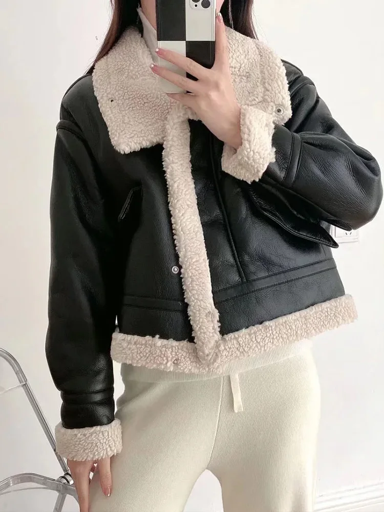 Klkxmyt Женская куртка осень-зима 2022 модная флисовая Толстая пальто винтажная