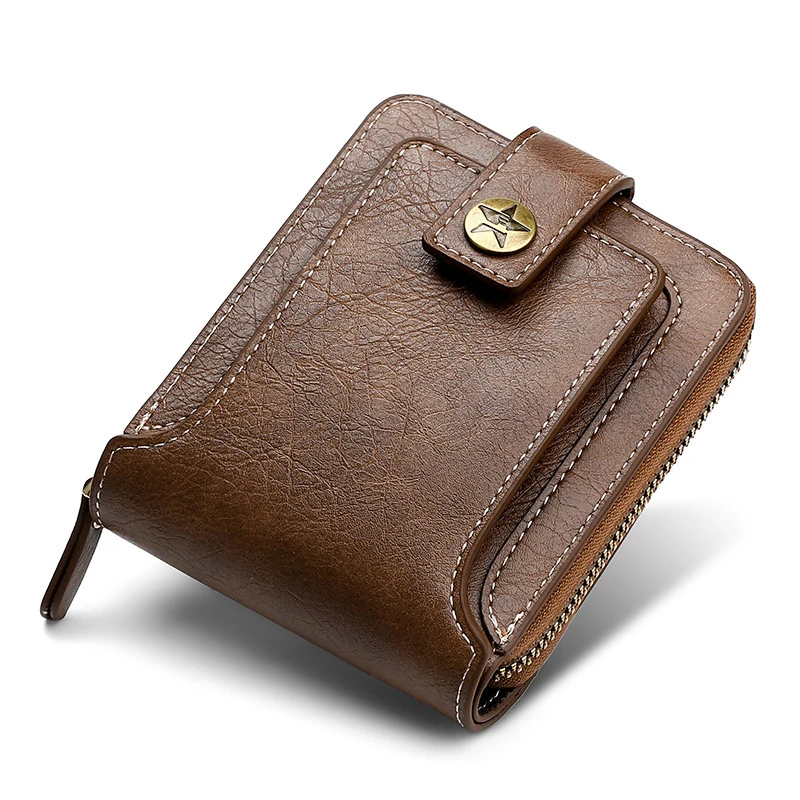 Vintage Small Men's Wallet Pu Leather Short Purse Men Hasp Zipper Clutch Solid Porte Feuille Hommes Porte Monnaie Homme Wallets