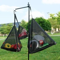 1pcs outdoor triangle storage net portable folding mesh bag multifunctional hanging basket organizer for travel camping picnic