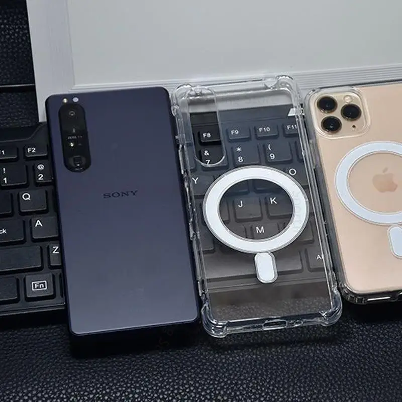 Funda For Sony Xperia 1 10 V For Magsafe Magnetic Transparent Case For Xperia 1 5 IV 1 III 1 II Wireless Charger Magsafing Cover