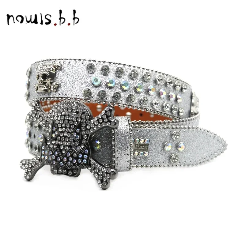Sabuk Berlian Imitasi Kristal Perak Mewah Barat Penuh Aya Tren γan Kepribadian Punk Hip-hop