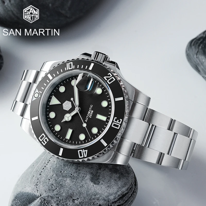 

San Martin 40.5mm Men's Watches Mechanical Watch For Men Luxury Automatic Watch Men Water Ghost MOP 200M Waterproof Reloj Hombre