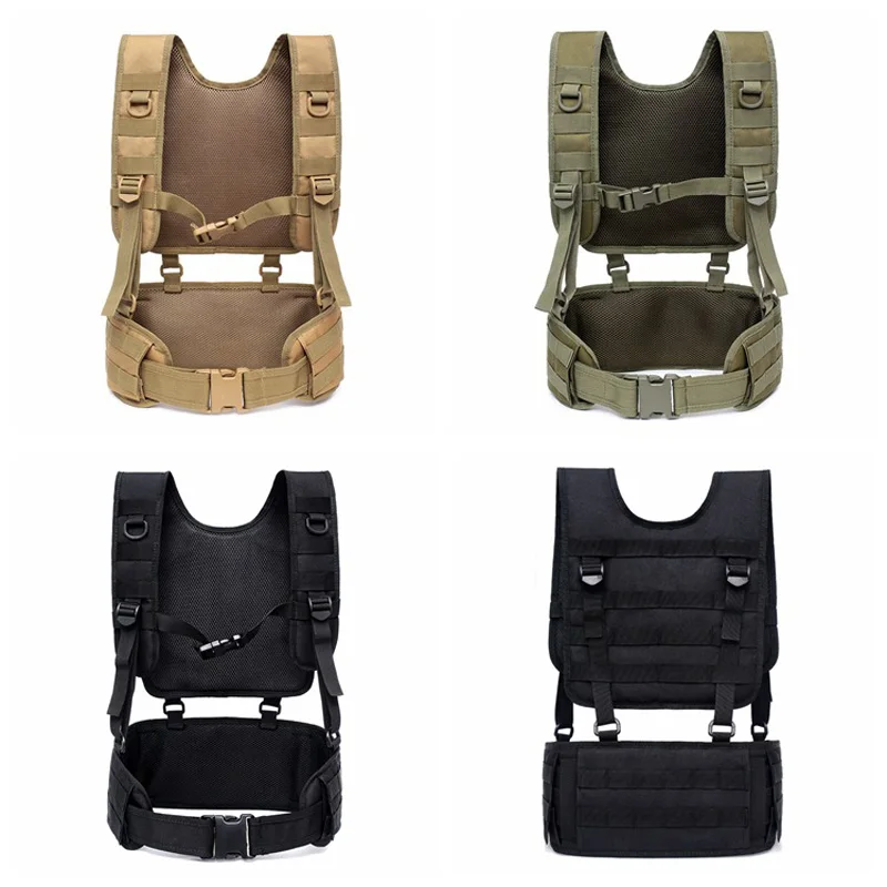 

Tactical Molle Waist Belt Removable Waist Battle Belt Padded Belt H-shaped Suspender Harness Airsoft Hunting Chest Rig Vest Gear