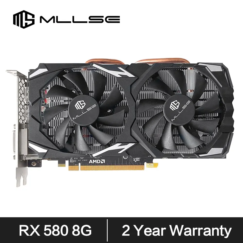 MLLSE AMD RX 580 8 ГБ 2048SP Игровая видеокарта GDDR5 256Bit PCI-E 3,0 × 16 8Pin Radeon GPU Rx 580 Видеокарта Placa De Video