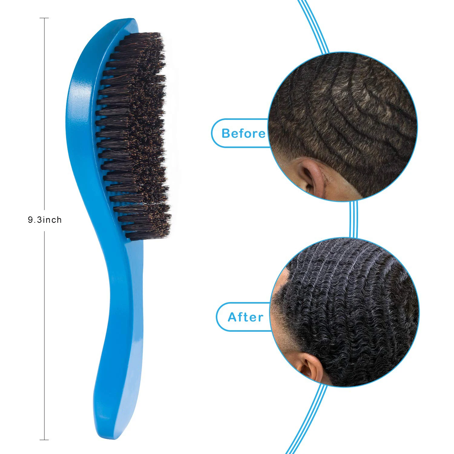 Голубая щетка для волос Blue 360 Wave Brushes Men Durage Professional Waves Hair Brush African Black Short Wood Boar Bristle Hard Medium Afro Comb on.