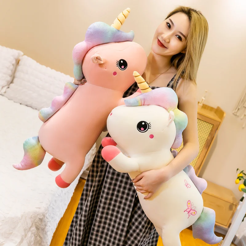 

65-125CM Color Romantic Girl Birthday Gift Girl Heart Rainbow Unicorn Mollusk Pillow Children's Toy Warm Companion Gift единорог