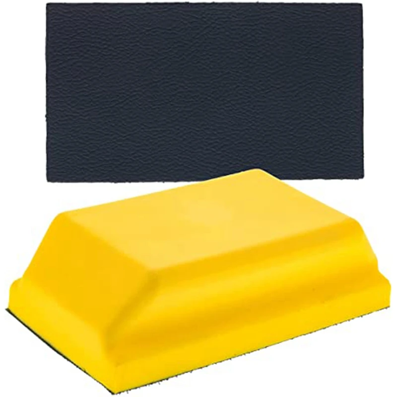 

5 Inch X 2-3/4 Inch Hand Sanding Block Pad With Hook & Loop Backing And PSA Sandpaper Conversion Adapter Pad