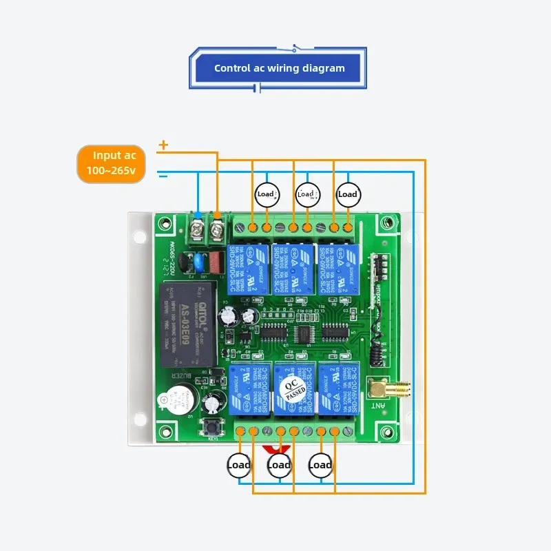 Промышленный беспроводной контроллер FSK868 МГц 220 В 6-канальный мотор