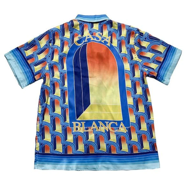 

Новинка, полосатая простроченная Футболка с принтом Касабланки для мужчин и женщин, европейские размеры, крутая ткань, топы в стиле Харадзюку, вещи