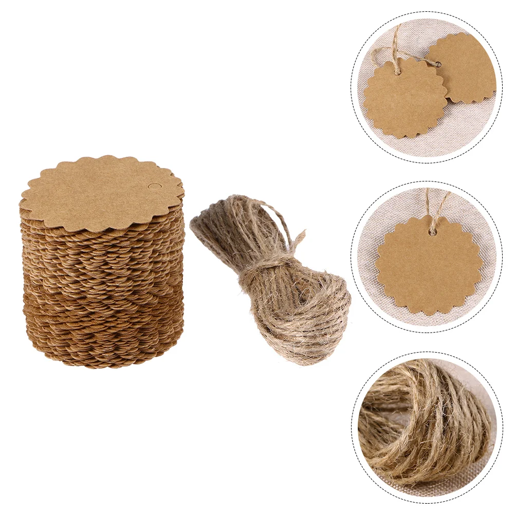 

Tags Paper Gift Scalloped Kraft Label Round Browntag Price Craft Corrugated Rope Chic Hemp Practical Hanging Jute Twine