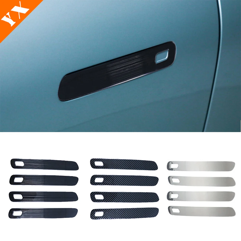 

For Geely Zeekr 001 Accessories 2021-2024 Carbon Black Car Door Knob Protector Sticker Door Handle Frame Cover Garnish Trim