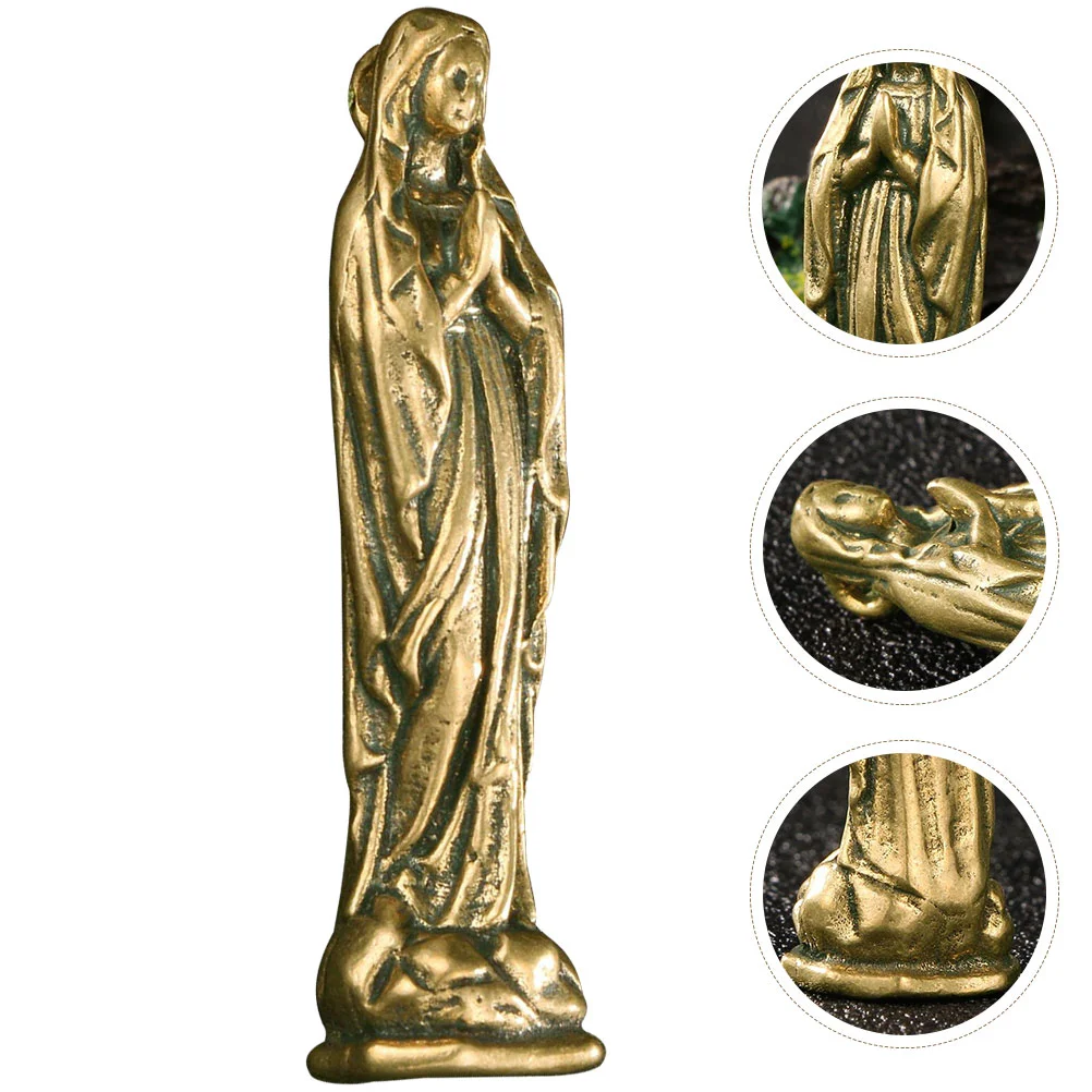 

Gift Catholicism Ornament Brass Madonna Statue Adornment Tabletop Decor Desktop Virgin Mary Craft Figurine