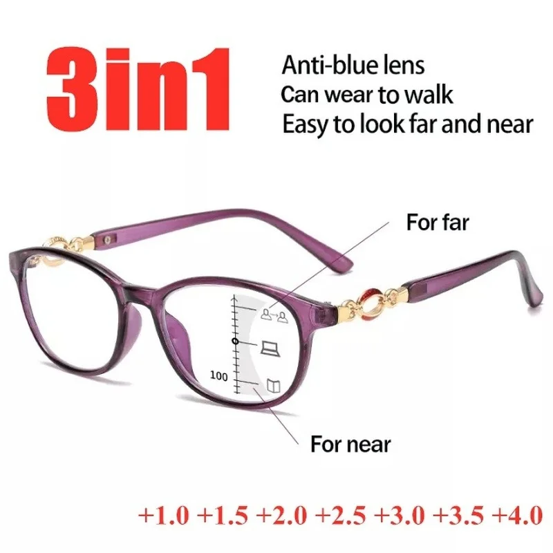 

2022 Presbyopic Glasses Women Progressive Multifocal Reading Glasses Elegant Classic Style Eyeglasses +1.0 To +4.0