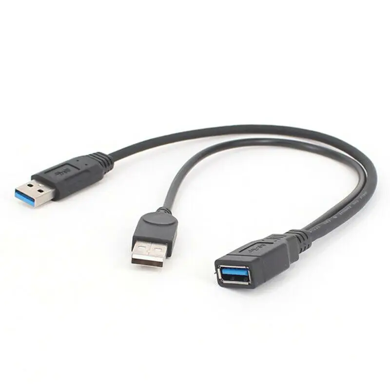 

USB 3.0 Cable Dual Power Charge Cables Y Adapter Male to Female Cord