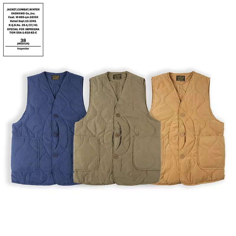 New Multi Bag Quilted Inner Vest AMEKAJI Crescent Plus Cotton Waistcoat Outdoor Walking Hiking Fishing Hunting Clothing