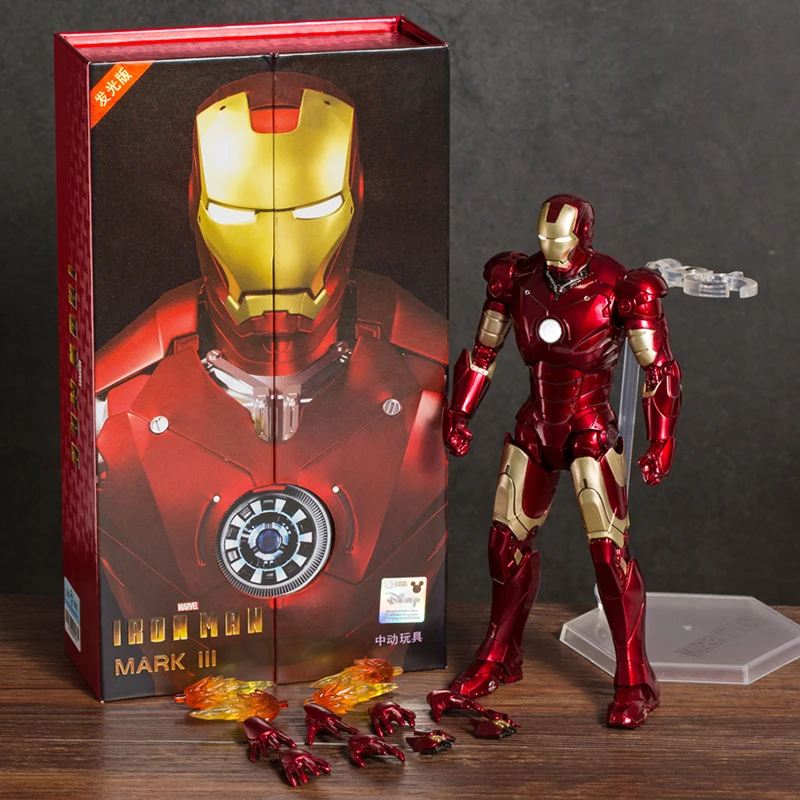 

ZD Toys Iron Man Mark III MK3 Figurine Collection Action Figure Model Toy with Light