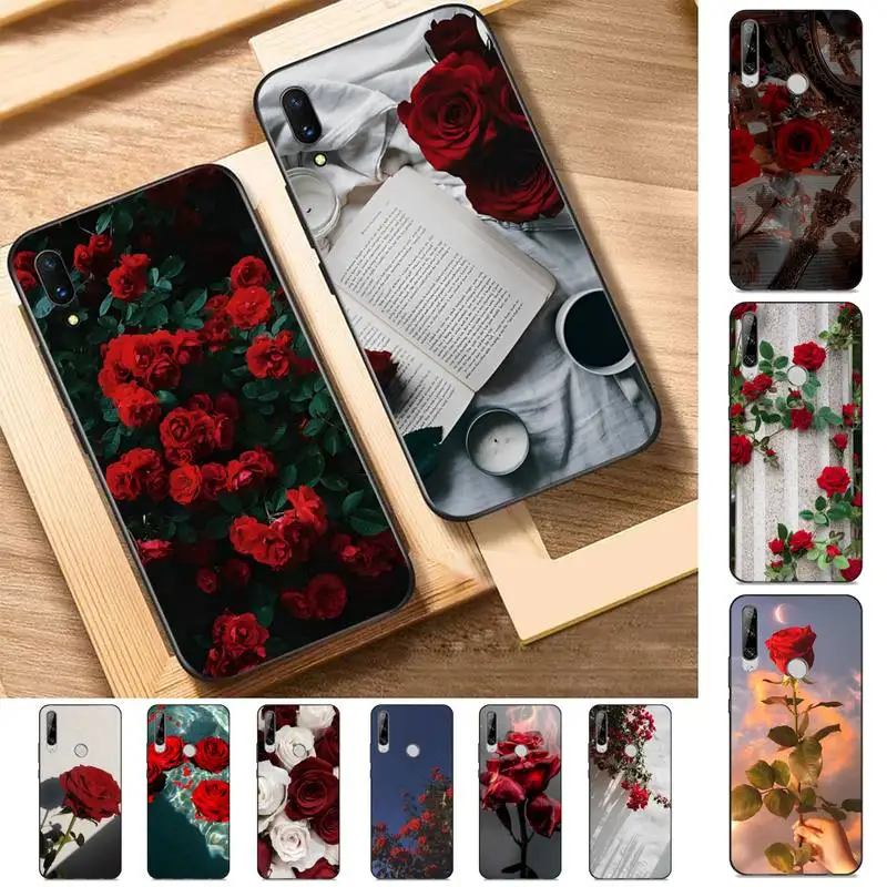 

Bright Red Roses Flowers Phone Case for Huawei Y 6 9 7 5 8s prime 2019 2018 enjoy 7 plus