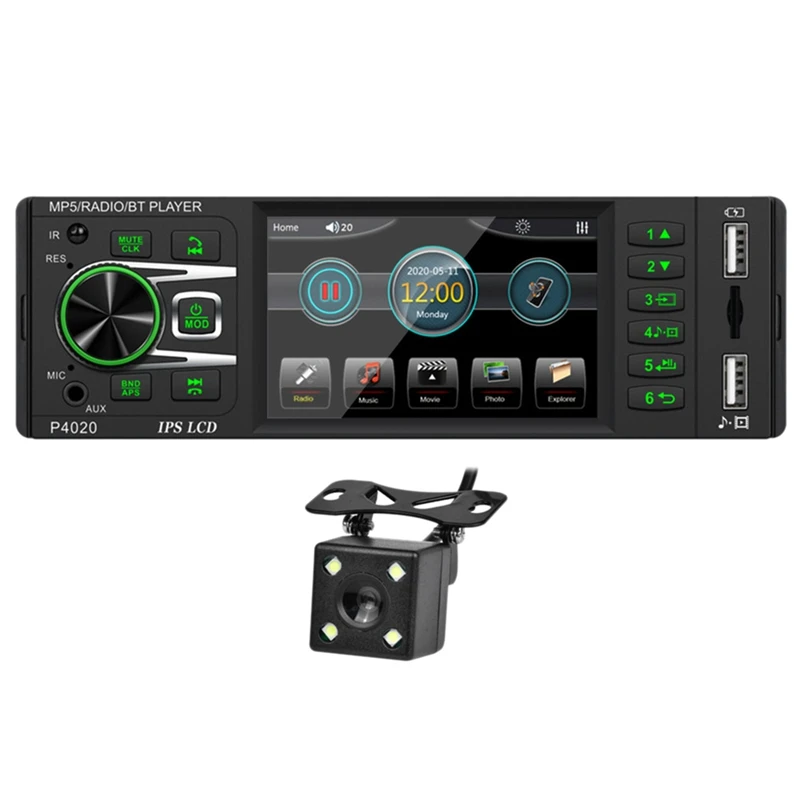 

P4020 Single DIN Car Radio Multimedia Video Player 3.8 Inch IPS Touchscreen Auto Stereo Bluetooth Aux-In USB Head Unit