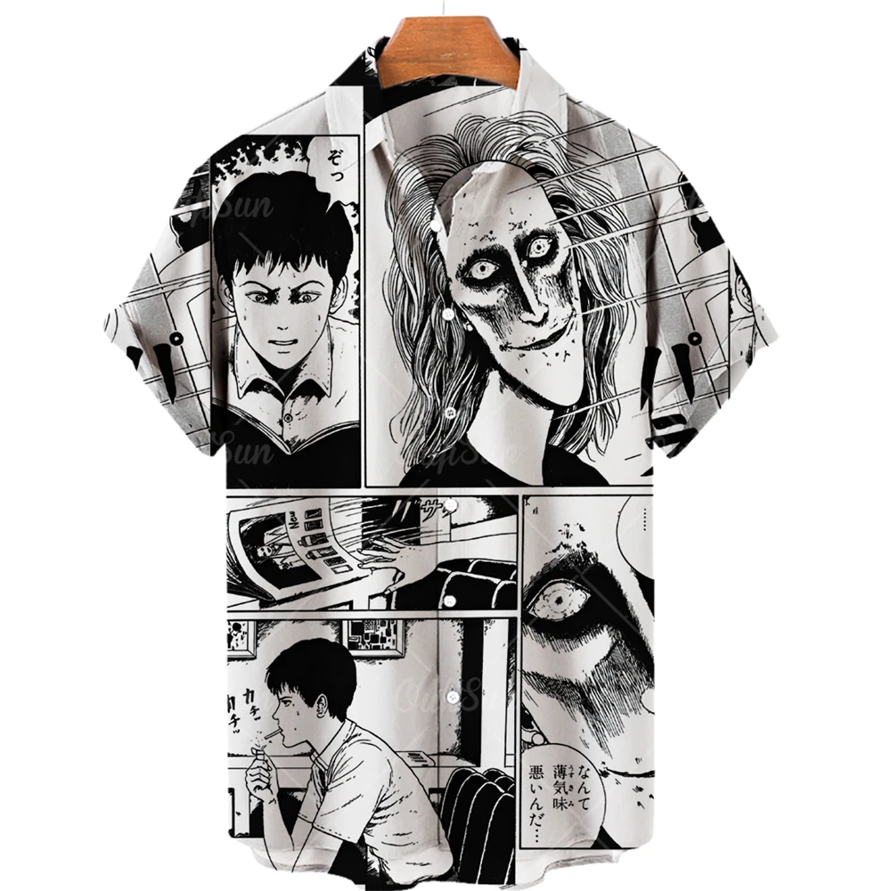 2022 Summer New Men's T-Shirts 3D Printed Horror Pattern Hawaiian Fashion Designer Men's Horror Shirts Day Of The Dead Tops 5XL