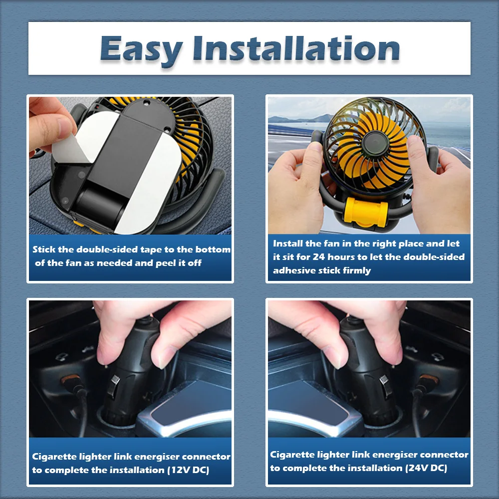 Вентилятор для прикуривателя 360 в ° с низким уровнем шума
