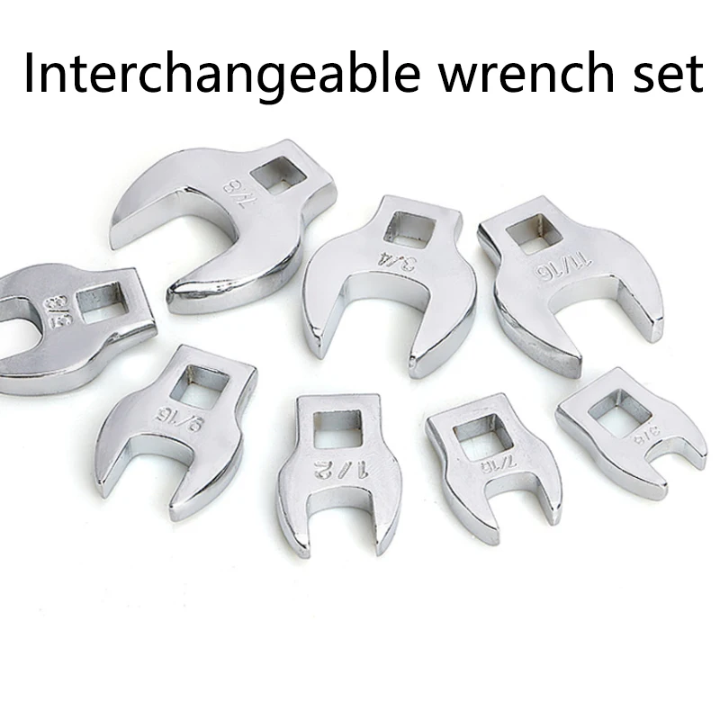 

8 Pcs 3/8 Inch Drive Crowfoot Wrench Set Metric wrench set Interchangeable ratchet wrench set home tool set