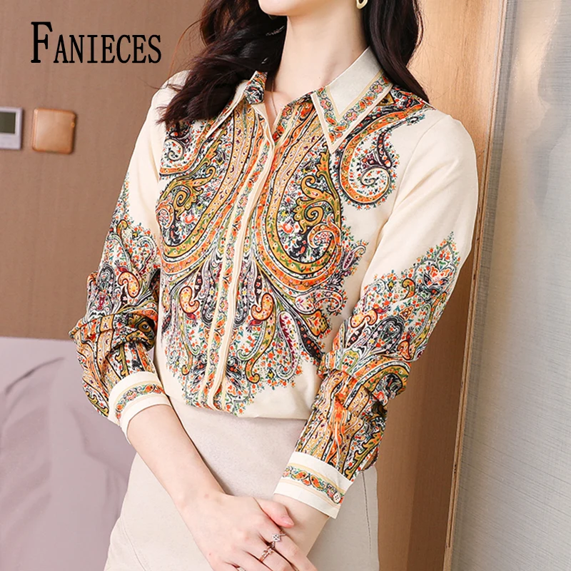 FANIECES 한국후후후후옷 옷 свободные модные роскошные женские рубашки с принтом блузки