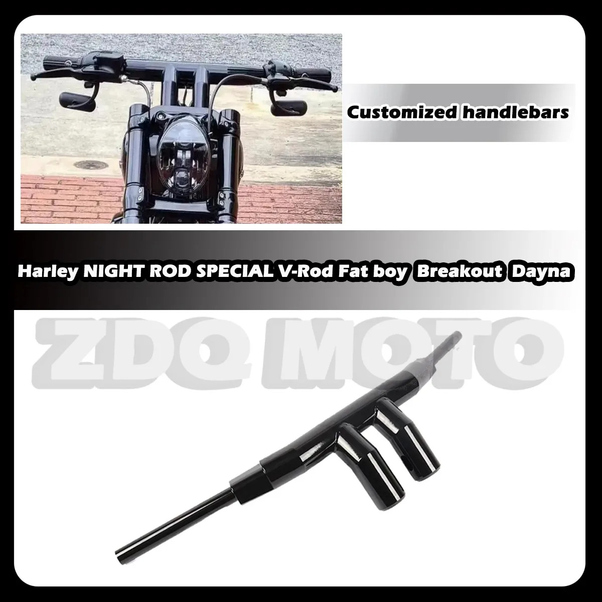 Роскошный индивидуальный мотоциклетный руль ZDQ Premium 2-дюймовый T-образный для Harley
