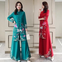 2022 ao dai dress vietnam improved cheongsam dress women traditional clothing floral ao dai asian dresspants set aodai suit