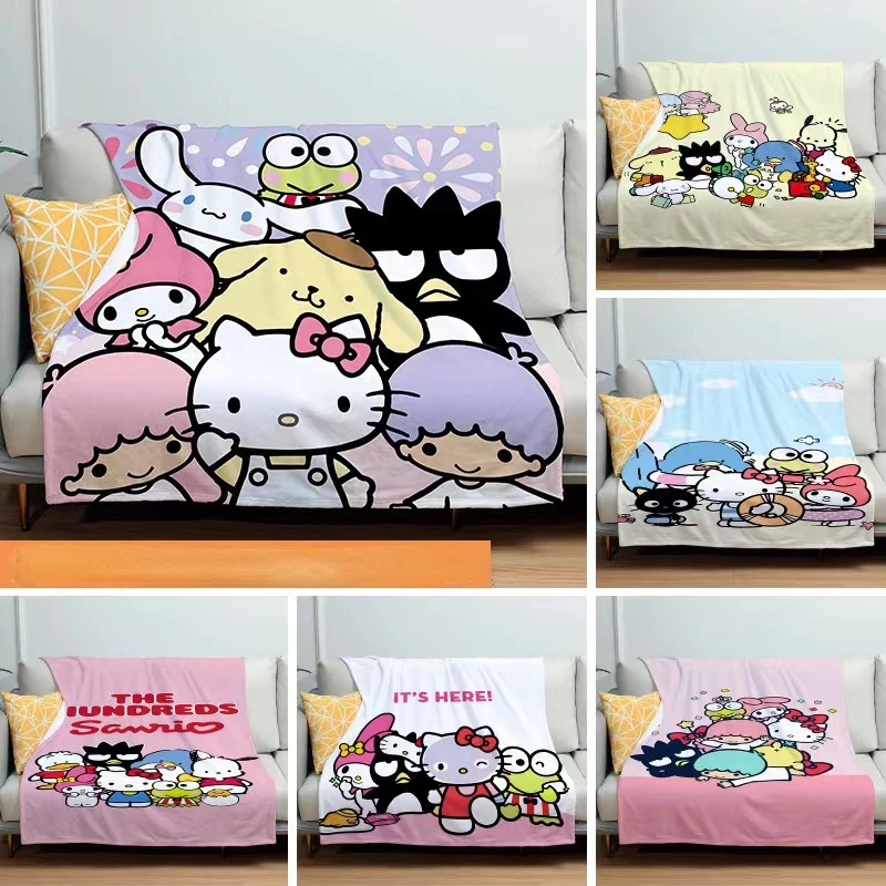 

Sanrio, Hello Kitty плюшевое одеяло аниме Kawaii, одеяла для сна, кровать, диван, кондиционер, спальный чехол, постельное белье, простыня для ребенка