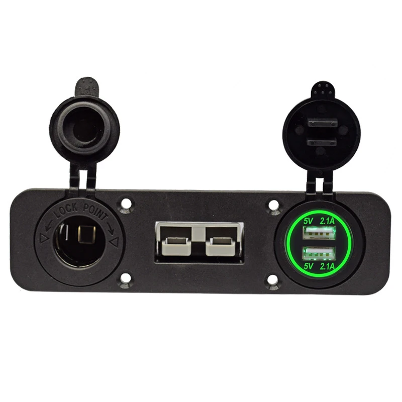 

DIY 4.2A Flush Mount Anderson Plug Socket Double USB Charger Socket Cigarette Lighter Panel for Caravan Camper Boat Truck RV
