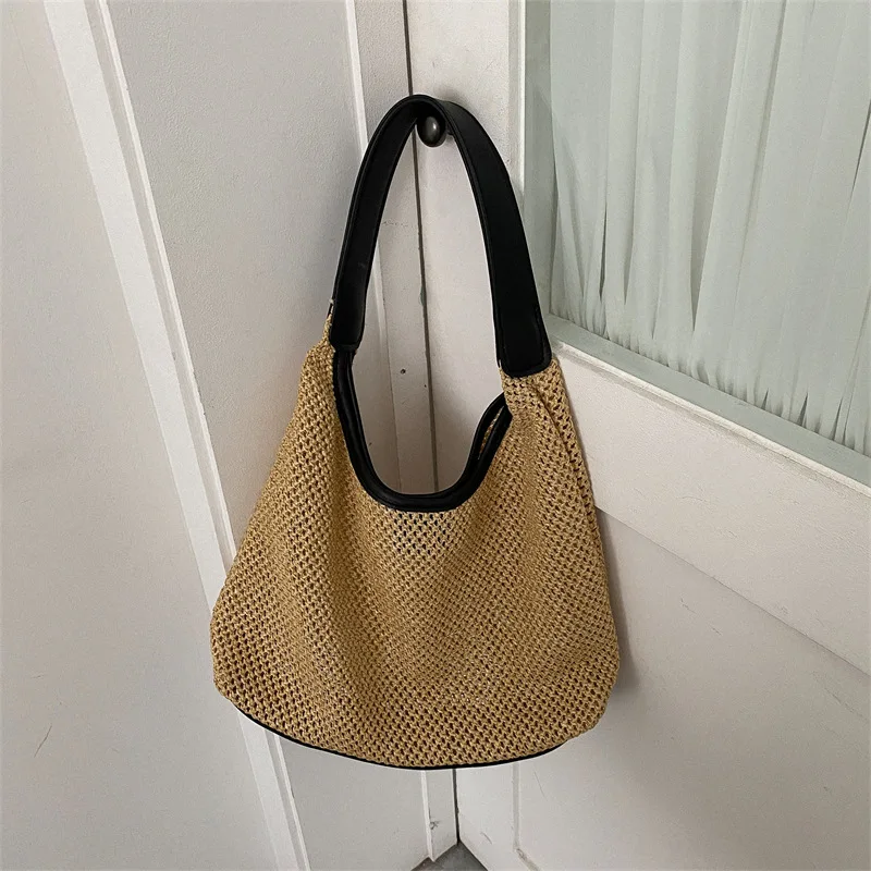 

Summer Handheld Woven Fashionable Foreign Style One Shoulder Small Seaside Travel Beach Grass Woven Bag