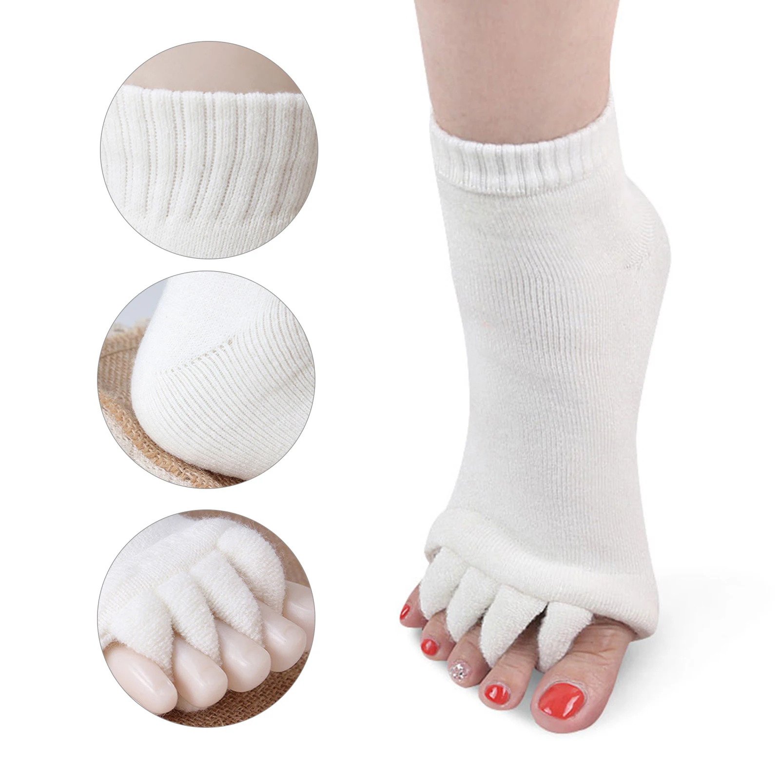 

Professional Five Toe Yoga Socks Open Toe Breathable Anti-Slip Pilates Sock Women Fitness Toeless Half Toe Sock For Ballet Dance