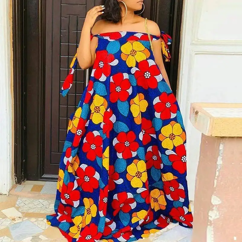 

Party Dress Women Floral Printed Sundress VONDA Spring Pleated Holiday Robes Sexy Sleeveless Longue A-Lined Vestido Oversized