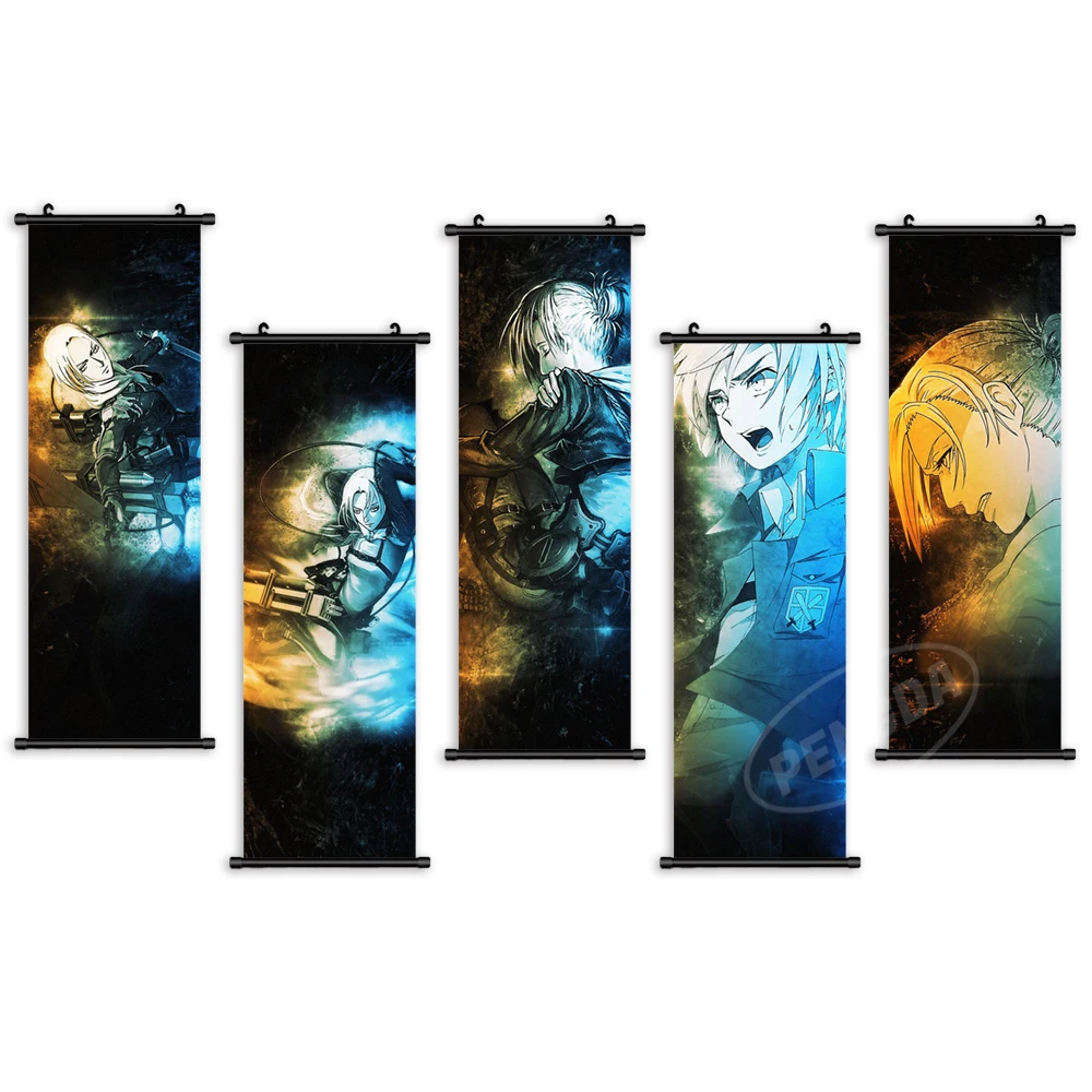 

Home Decor Attack On Titan Wall Art Mural Picture Annie Leonhart Scroll Hanging Painting Anime Print Canvas Poster Living Room