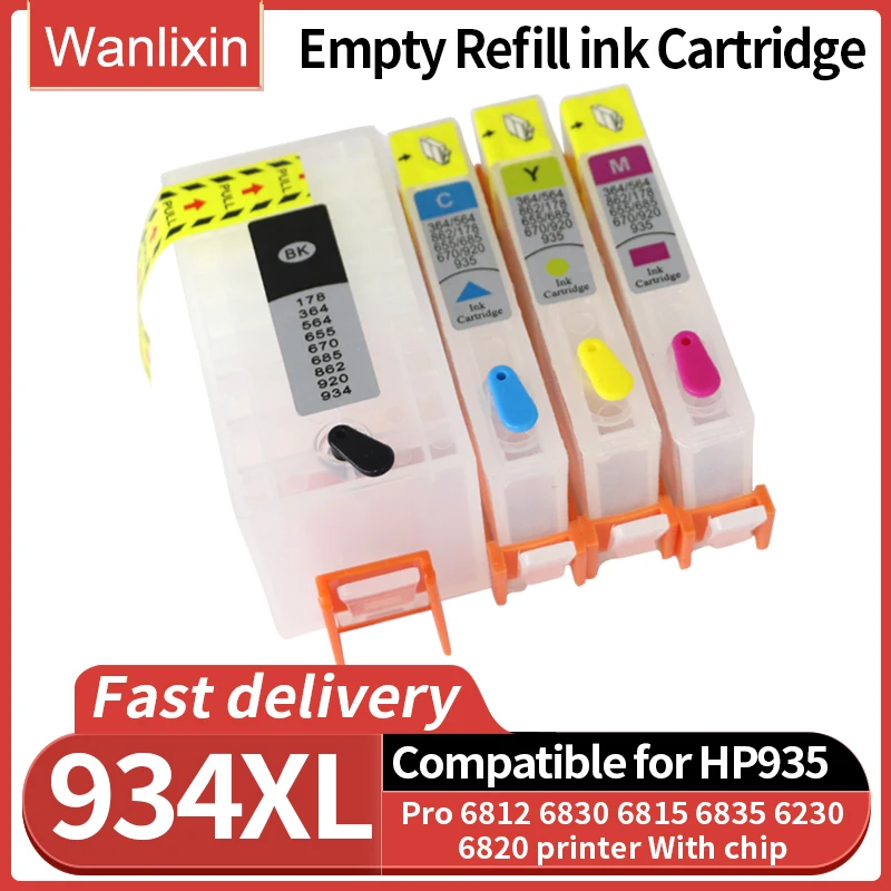 Фото 1 комплект картриджей 934XL 935XL 934 935 hp934, совместимых с принтером HP Officejet Pro 6812 6830 6815 6835 6230 6820 с чипом №1