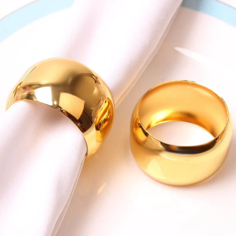 6pcs Hotel model room golden ring napkin buckle napkin ring Western restaurant metal napkin circle cloth ring