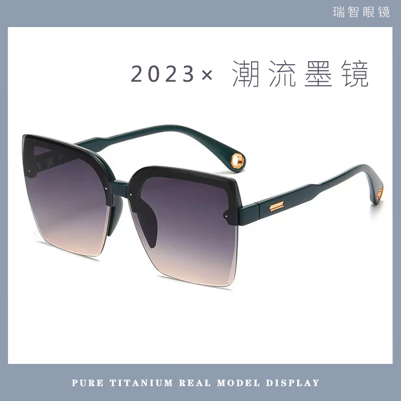 

2023 Frameless sunglasses for women in Europe and America Street Sunglasses New large square sunglasses