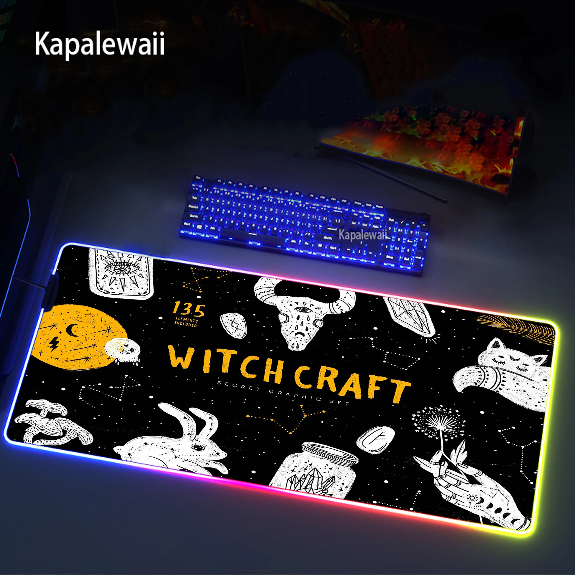 

Witches Moon Tarot RGB Mouse Pad Large Mouse Pad Gaming Mouse Pad Gamer Computer Mousepad Led Backlight Carpet Keyboard Desk Mat