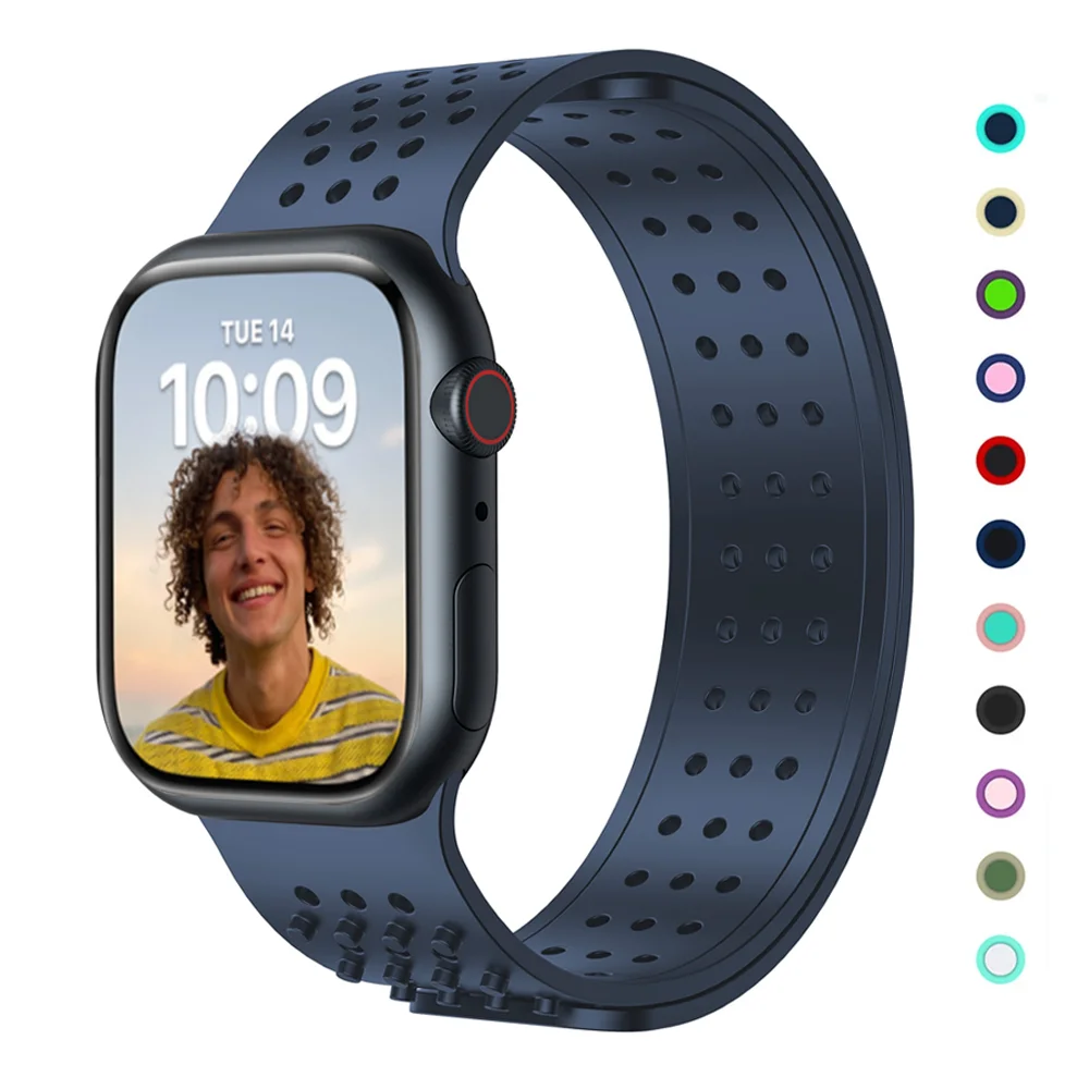 

Ремешок силиконовый для Apple watch band 44 мм 40 мм 45 мм 41 мм 42 мм 38 мм 45 мм, Воздухопроницаемый браслет для iWatch series 7 3 4 5 se 6