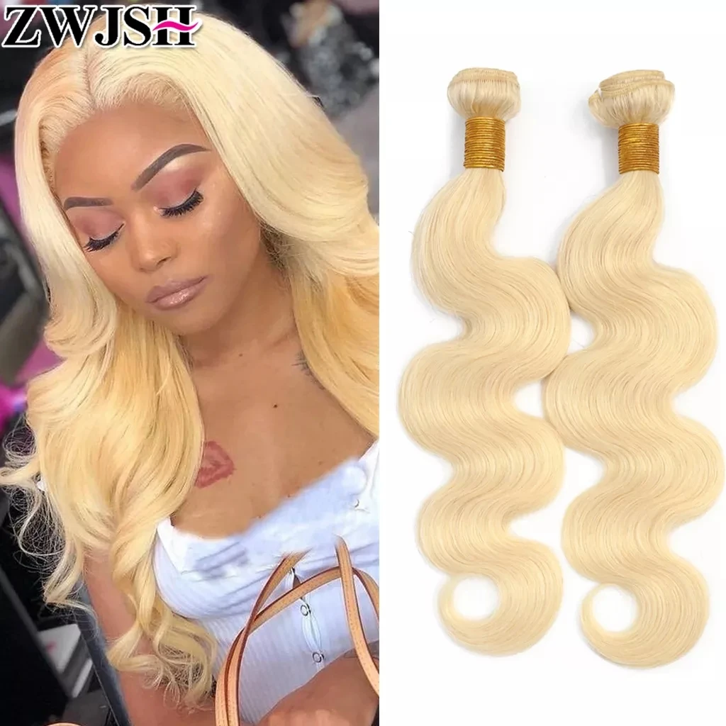 

613 Honey Blonde Body Wave Remy Brazilian Human Hair Bundle Weaving for Black Women Machine Double Weft ZWJSH