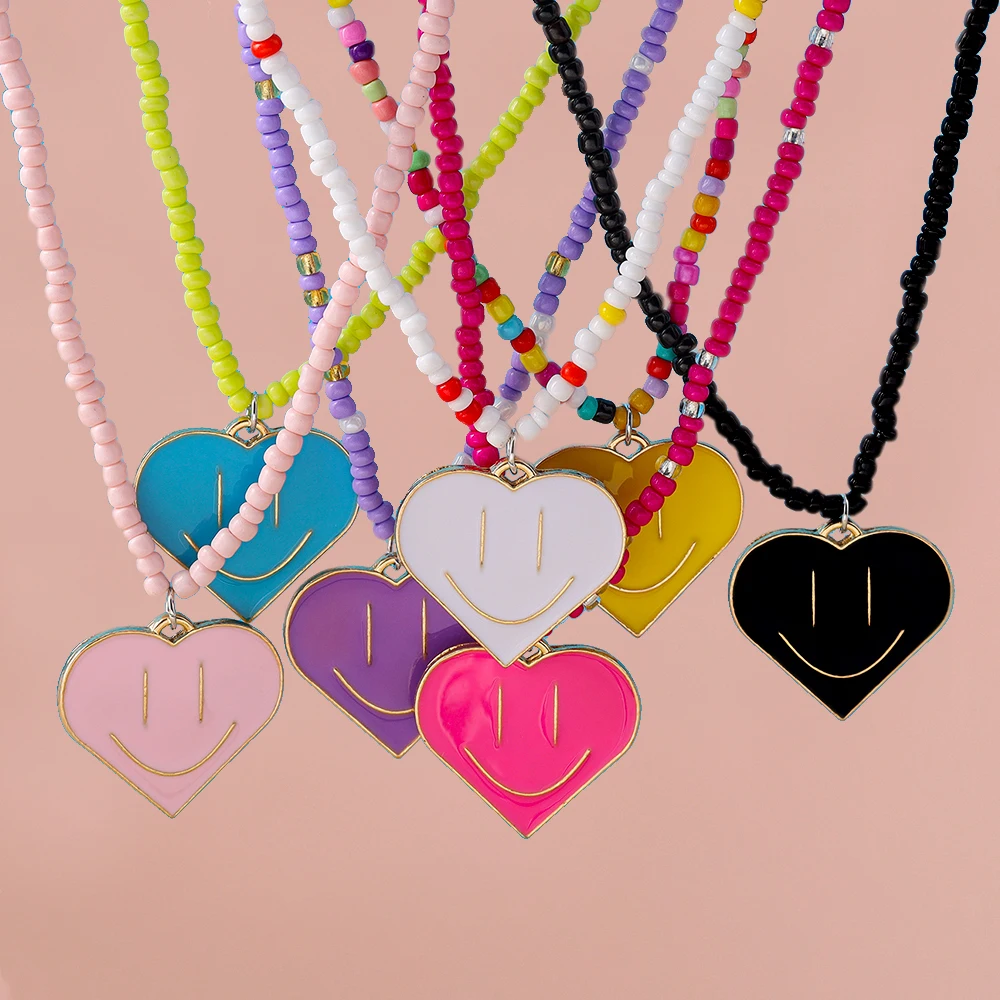 Aihua 7 шт./компл. милые богемные ожерелья с нерегулярной улыбкой на лице для женщин