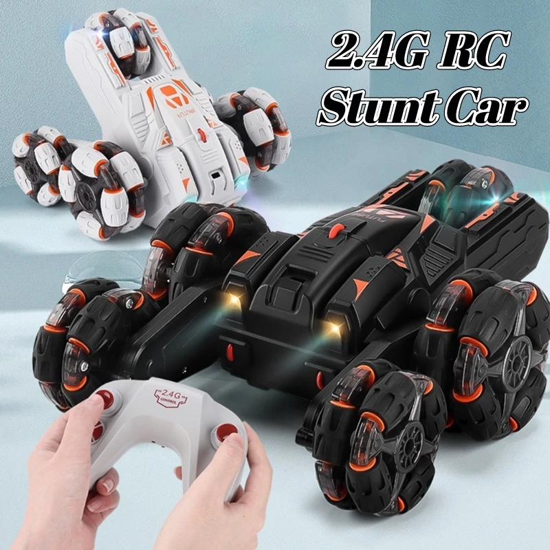 

Rc Stunt Car with Light 2.4 G Remote Control Drift Car Climbing Truck Gesture Control Cars Double Sided Rotating Driving Crawler